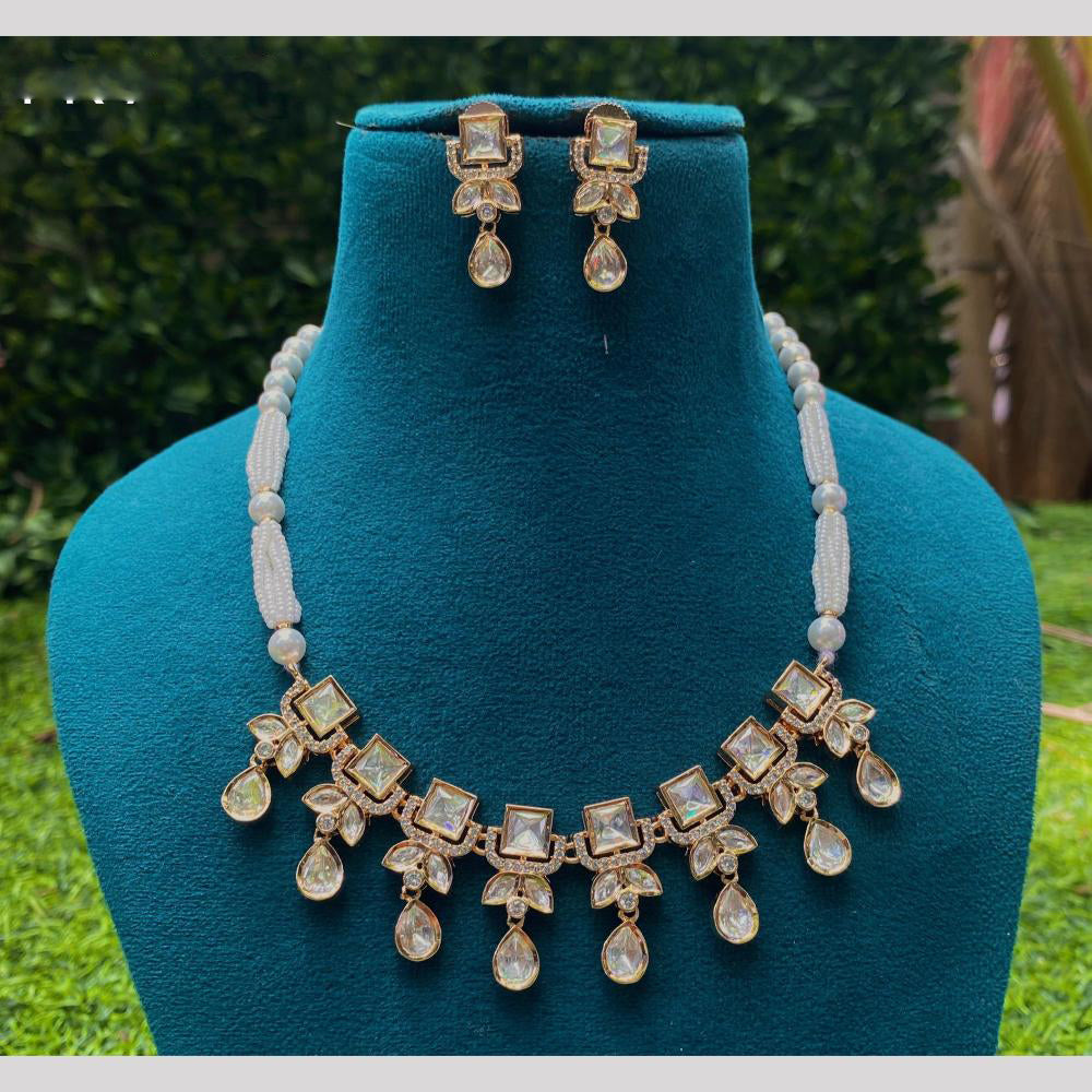Amoliya Jewels Gold Plated Kundan And Pearls Necklace Set