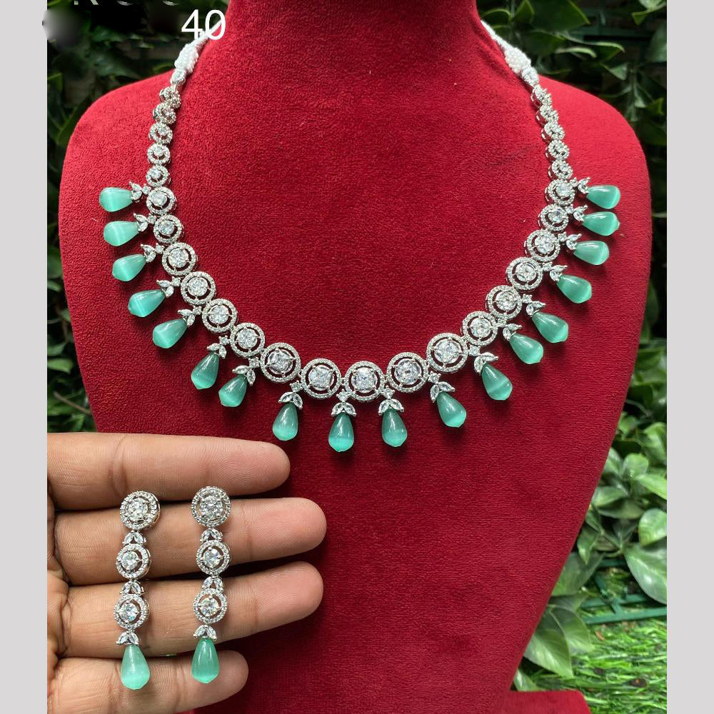 Amoliya Jewels Silver Plated American Daimonds Necklace Set