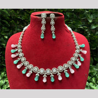Amoliya Jewels Silver Plated American Daimonds Necklace Set