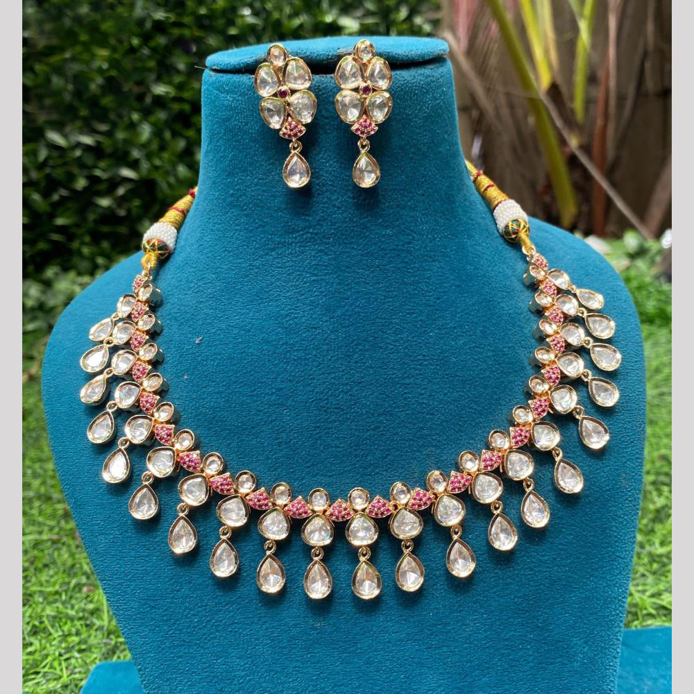 Amoliya Jewels Gold Plated Kundan Necklace Set