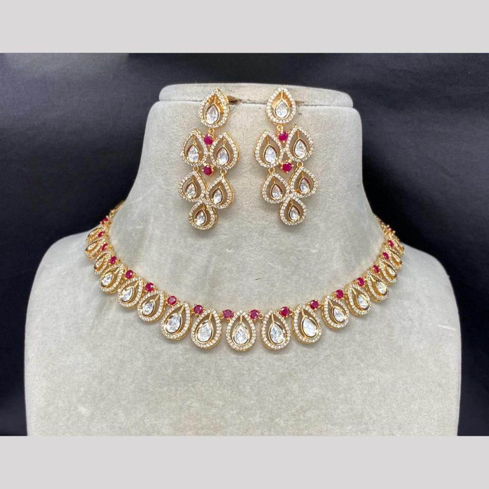 Amoliya Jewels Gold Plated Kundan Necklace Set