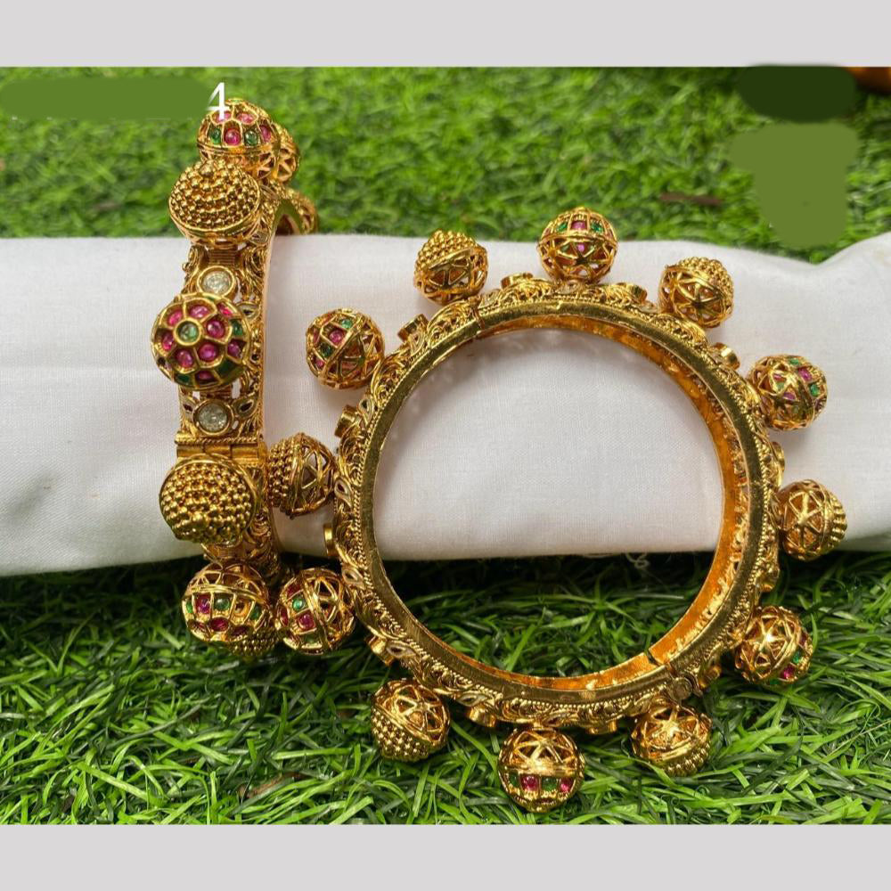 Amoliya Jewels Gold Plated Pota Stone Bangle Set