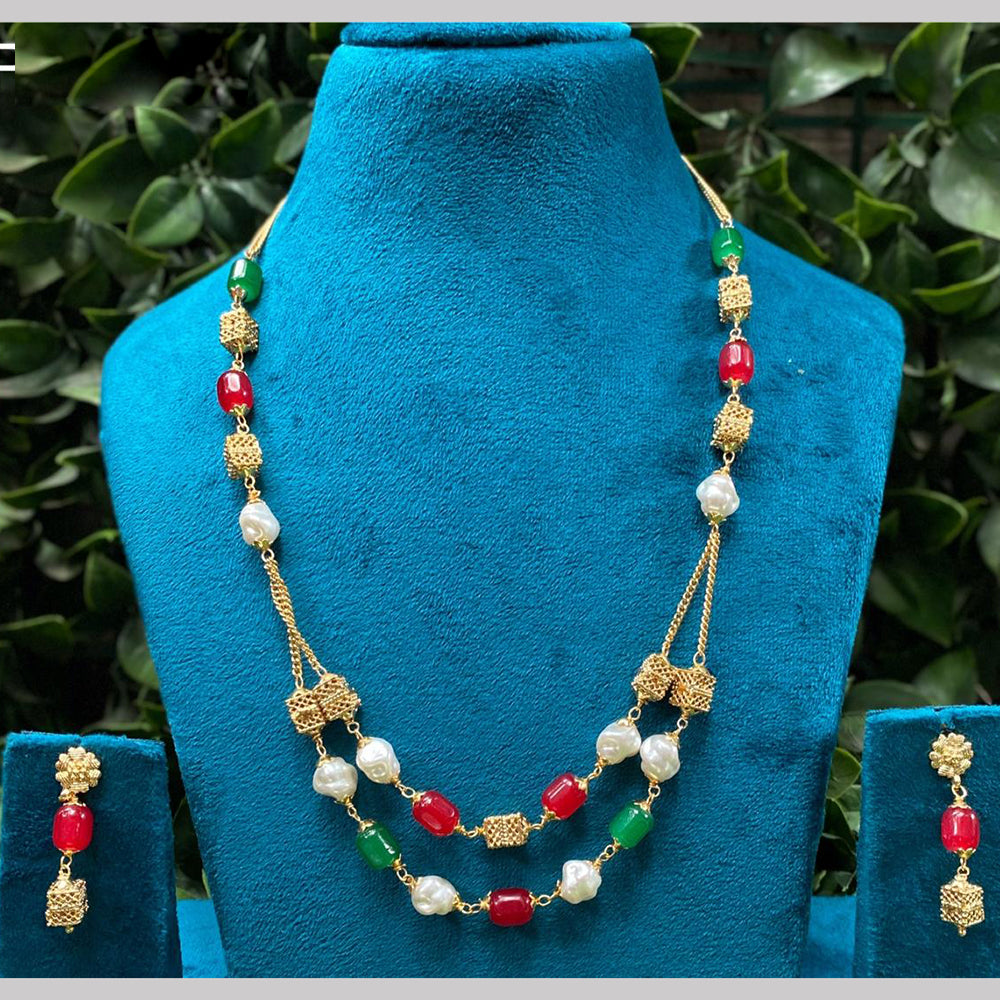 Amoliya Jewels Gold Plated Beads Necklace Set