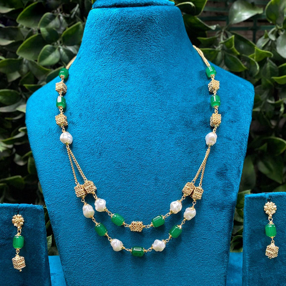 Amoliya Jewels Gold Plated Beads Necklace Set