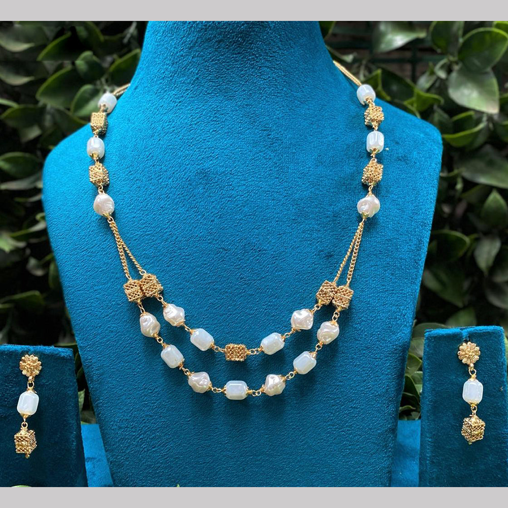 Amoliya Jewels Gold Plated Beads Necklace Set