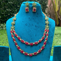 Amoliya Jewels Gold Plated Pota Stone Necklace Set