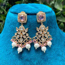 Amoliya Jewels Gold Plated Polki Kundan Dangler Earrings