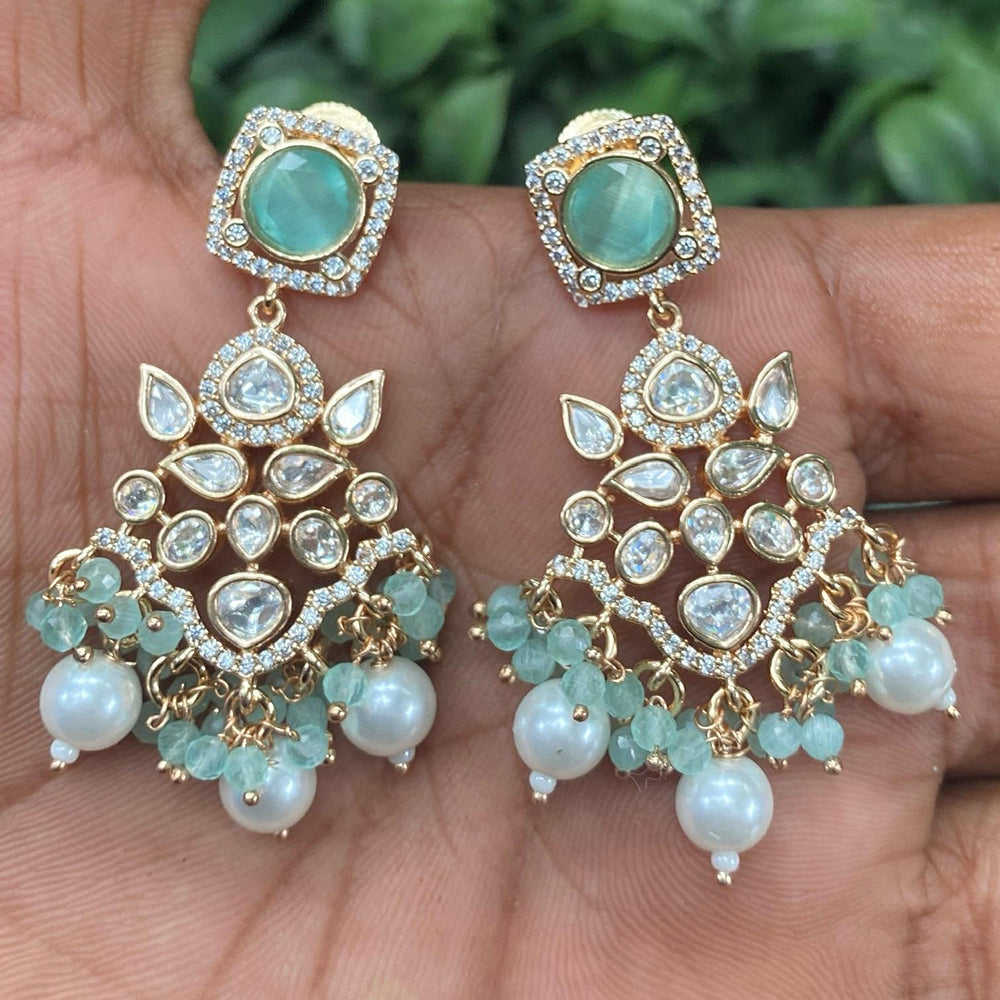 Amoliya Jewels Gold Plated Polki Kundan Dangler Earrings