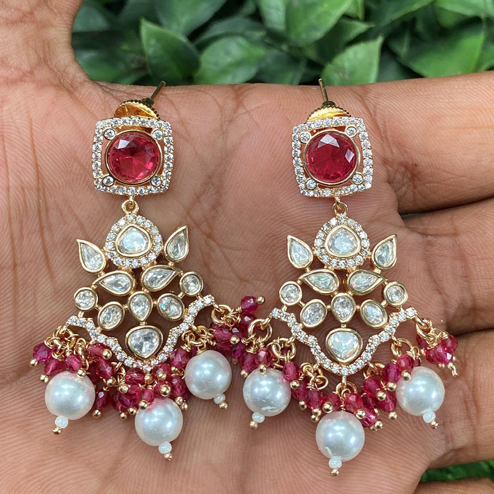 Amoliya Jewels Gold Plated Polki Kundan Dangler Earrings