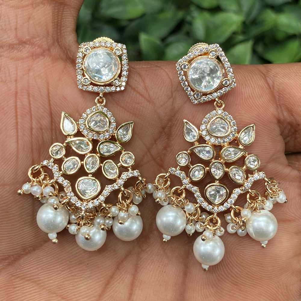 Amoliya Jewels Gold Plated Polki Kundan Dangler Earrings