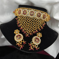 Amoliya Jewels Gold Plated Pota Stone Choker Necklace Set