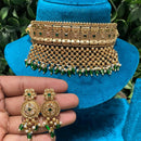 Amoliya Jewels Gold Plated Pota Stone Choker Necklace Set