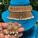 Amoliya Jewels Gold Plated Pota Stone Choker Necklace Set