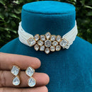 Amoliya Jewels Gold Plated Polki Kundan And Pearls Choker Necklace Set