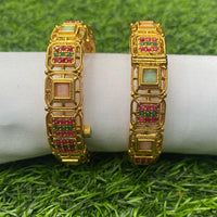 Amoliya Jewels Gold Plated Pota Stone Bangle Set