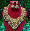 Amoliya Jewels Gold Plated Pota Stone And Pearls Temple Necklace Set