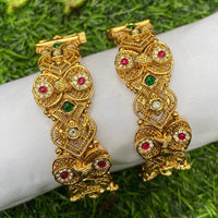 Amoliya Jewels Gold Plated Pota Stone Openable Bangle Set