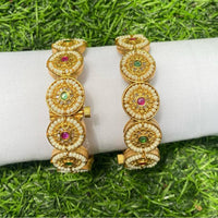 Amoliya Jewels Gold Plated Pota Stone Openable Bangle Set
