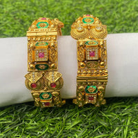 Amoliya Jewels Gold Plated Pota Stone Openable Bangle Set