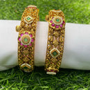 Amoliya Jewels Gold Plated Pota Stone Openable Bangle Set