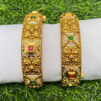 Amoliya Jewels Gold Plated Pota Stone And Meenakari Bangle Set