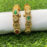 Amoliya Jewels Gold Plated Pota Stone Openable Bangle Set