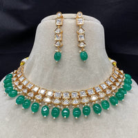 Amoliya Jewels Gold Plated Polki Kundan And Beads Necklace Set