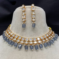 Amoliya Jewels Gold Plated Polki Kundan And Beads Necklace Set