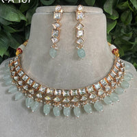 Amoliya Jewels Gold Plated Polki Kundan And Beads Necklace Set