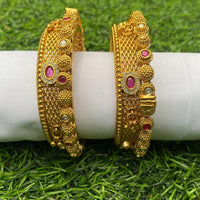 Amoliya Jewels Gold Plated Pota Stone Bangle Set