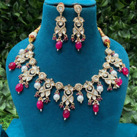 Amoliya Jewels Gold Plated Polki Kundan And Beads Necklace Set