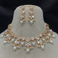 Amoliya Jewels Gold Plated Polki Kundan And Beads Necklace Set