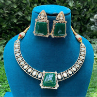 Amoliya Jewels Gold Plated Polki Kundan Necklace Set
