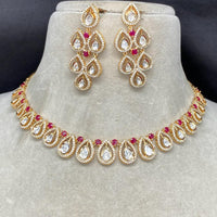 Amoliya Jewels Gold Plated Polki Kundan Necklace Set