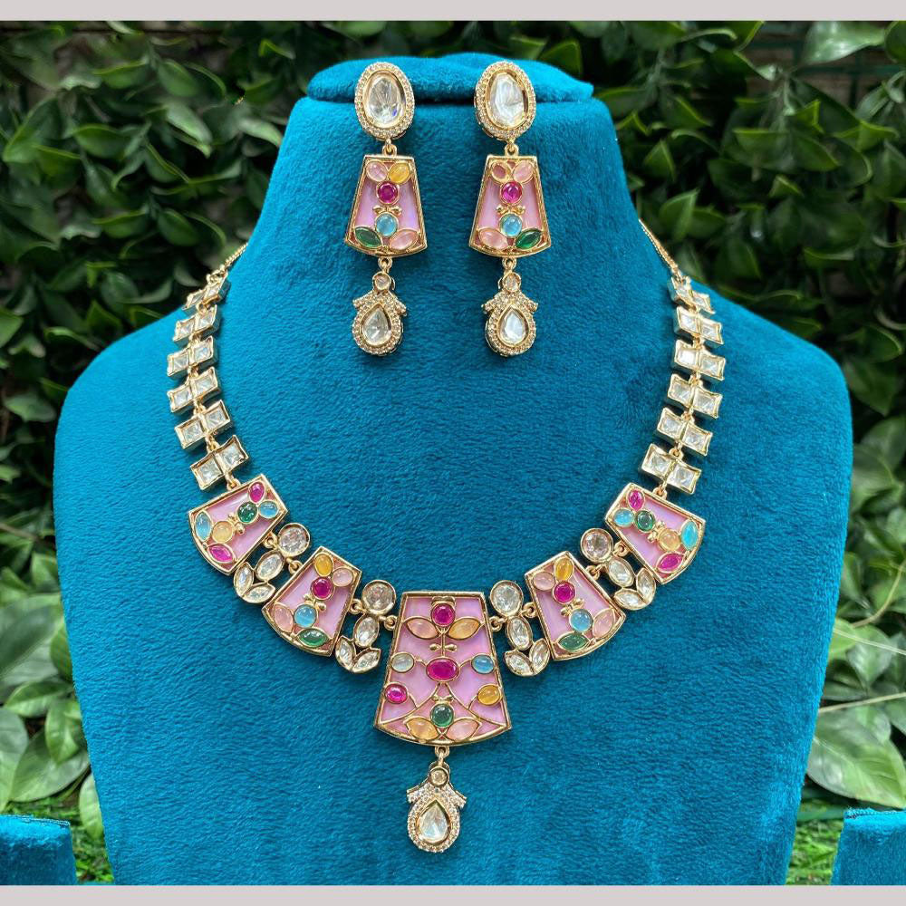 Amoliya Jewels Polki Kundan Multicolor Necklace Set