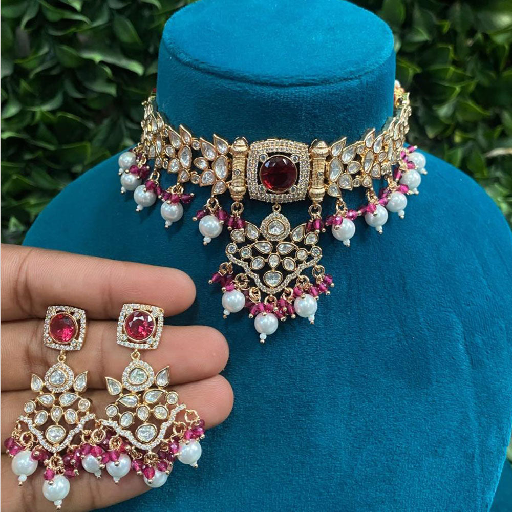 Amoliya Jewels Polki Kundan Choker Necklace Set