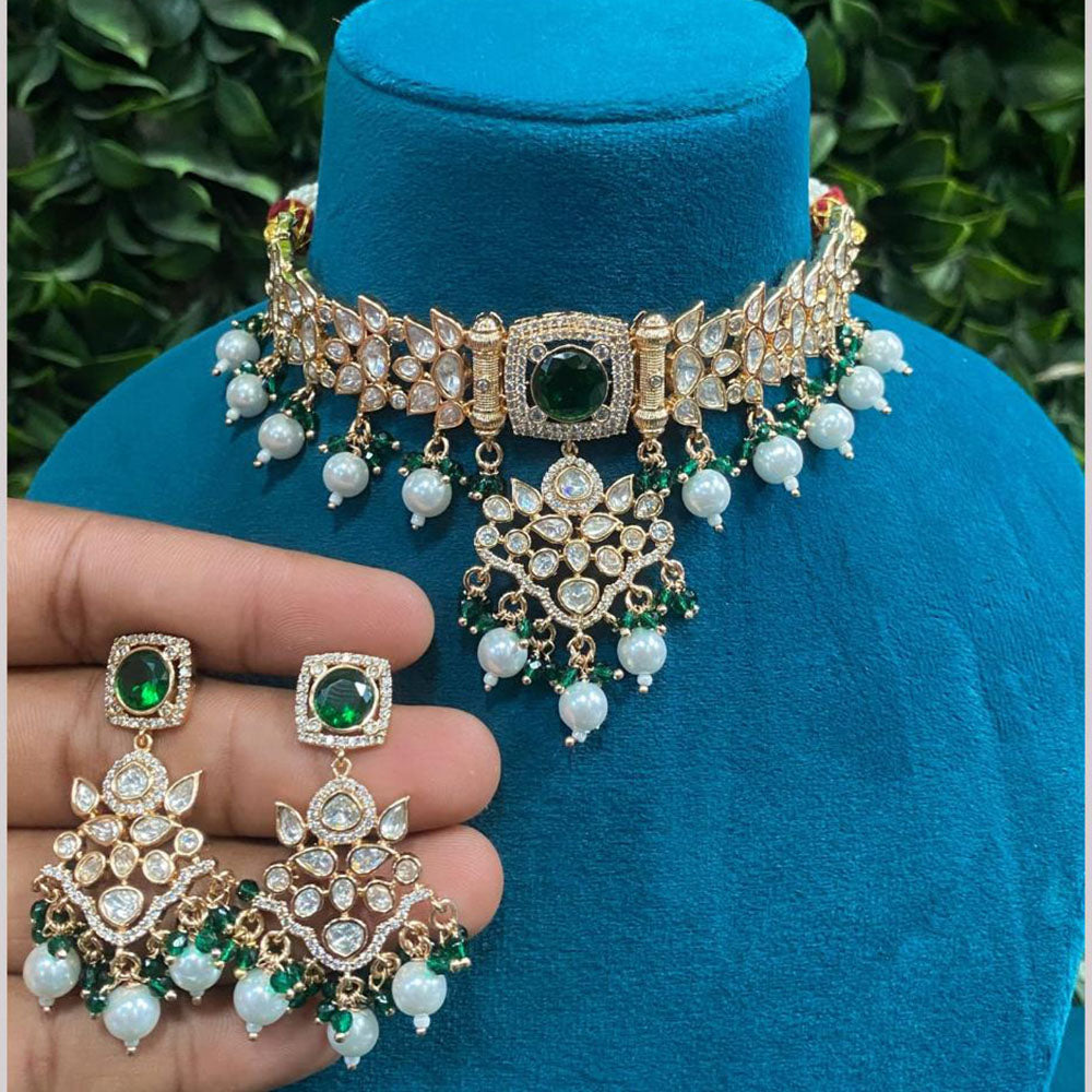 Amoliya Jewels Polki Kundan Choker Necklace Set