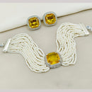 Amoliya Jewels Crystal Stone Peal Choker Necklace Set