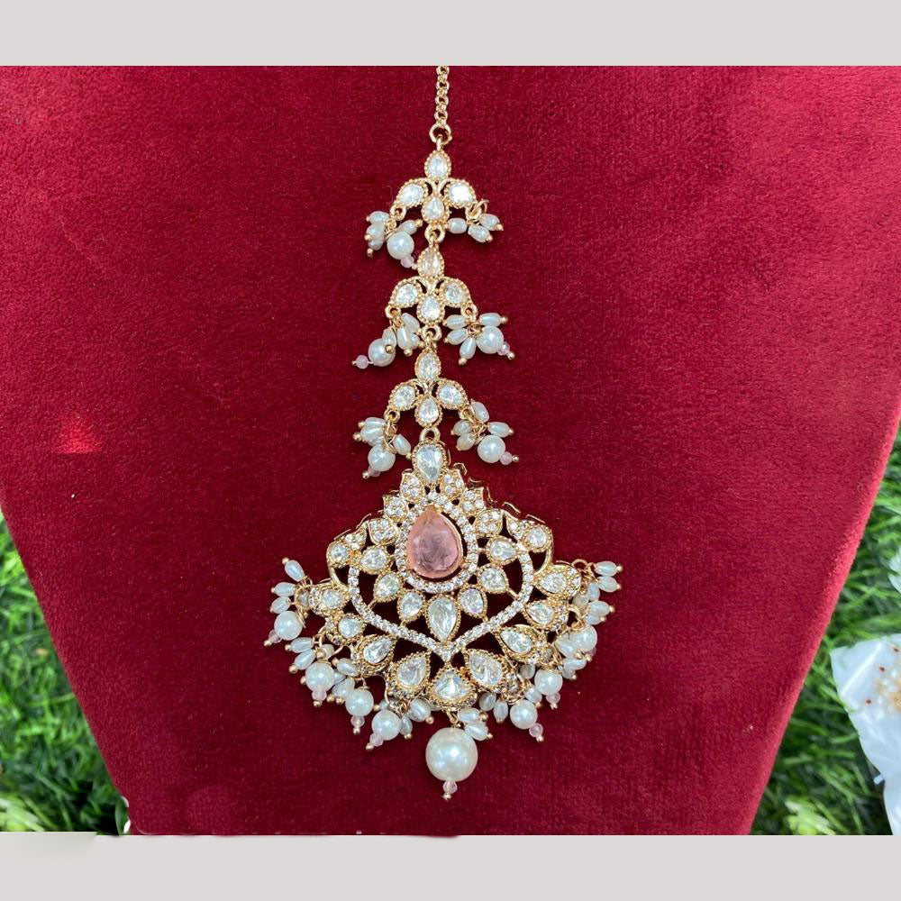 Amoliya Jewels Glam Glory Polki Kundan And Pearl Maangtikka