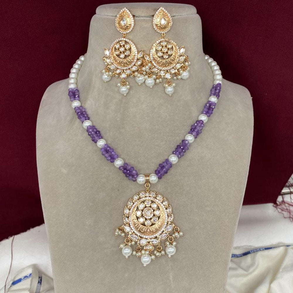 Amoliya Jewels Bold & Beautiful Polki Kundan And Pearls Necklace Set