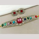 Amoliya Jewels Nawabi Glam Pota And Austrain Stone Choker Necklace Set