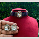 Amoliya Jewels Dazzle Defined Crystal Stone Choker Necklace Set 