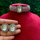 Amoliya Jewels Dazzle Defined Crystal Stone Choker Necklace Set