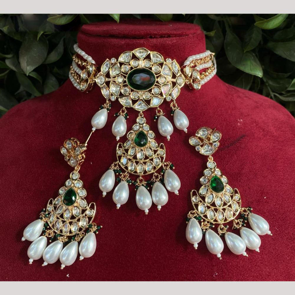 Amoliya Jewels Slay the Tradition Polki Kundan And Pearl  Signature Choker Necklace Set