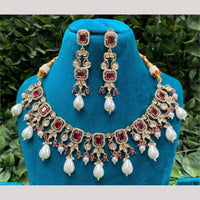 Amoliya Jewels Royal Wedding Glow Crystal And Austrain Stone Pearl Necklace Set 