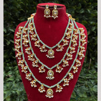 Amoliya Jewels Shimmer & Shine  Kundan And Pearl Multi Layer Long Necklace Set 