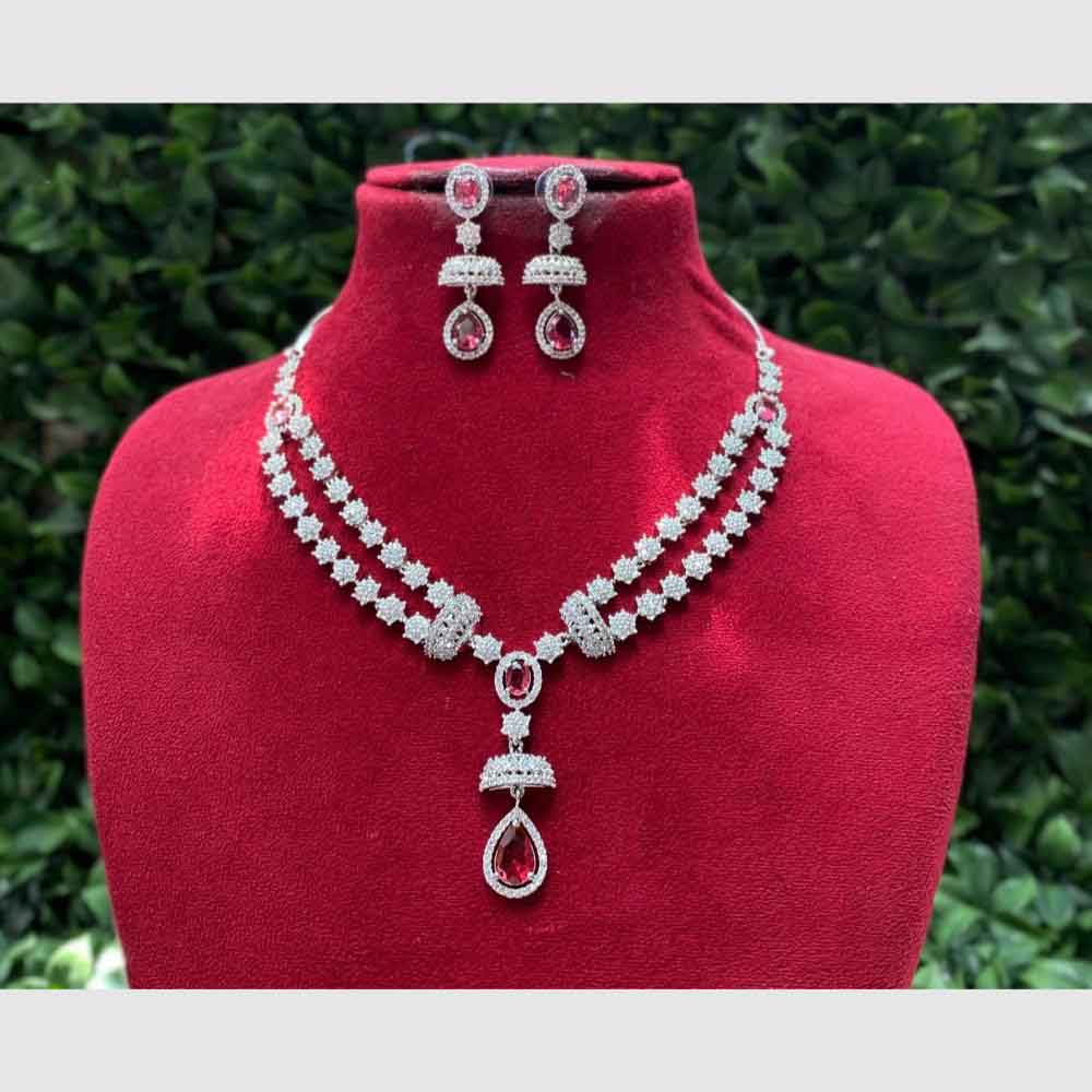 Amoliya Jewels Crystal Stone Necklace Set