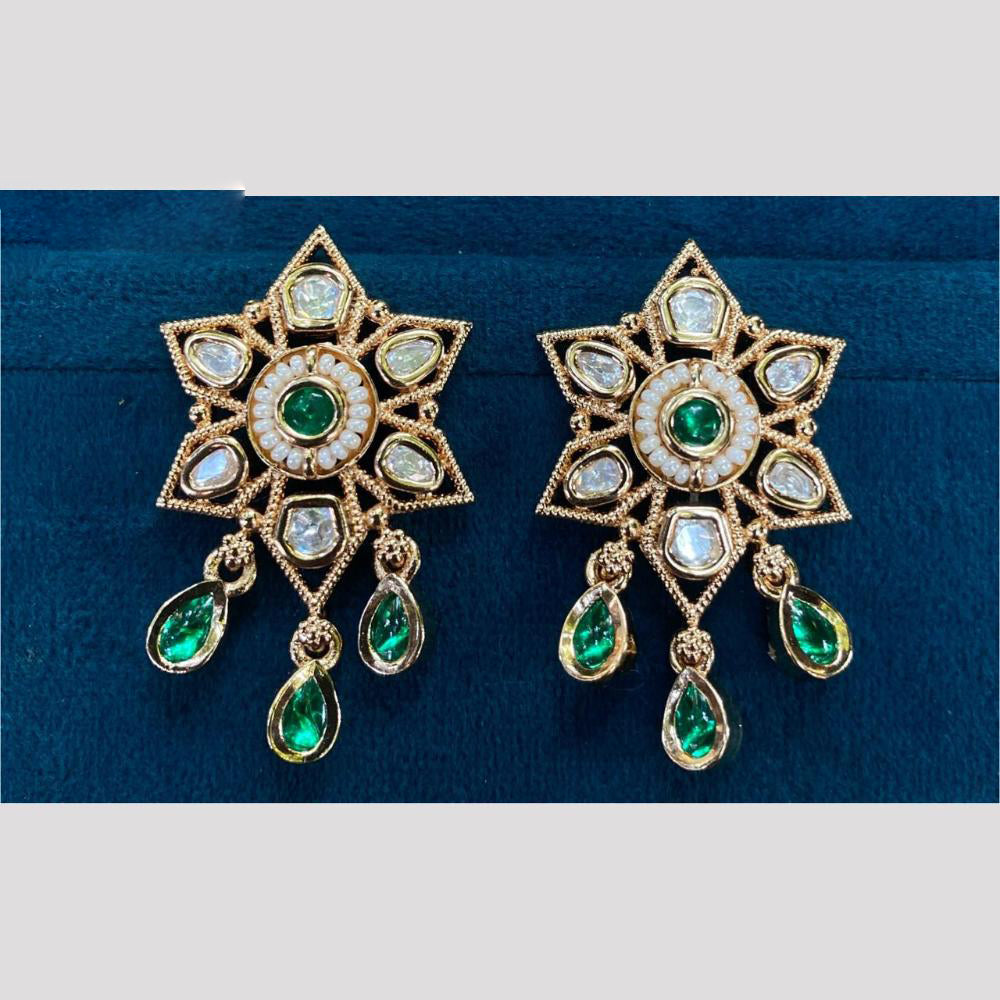 Amoliya Luxe Ethnic Polki Kundan And Pearl Dangler Earrings