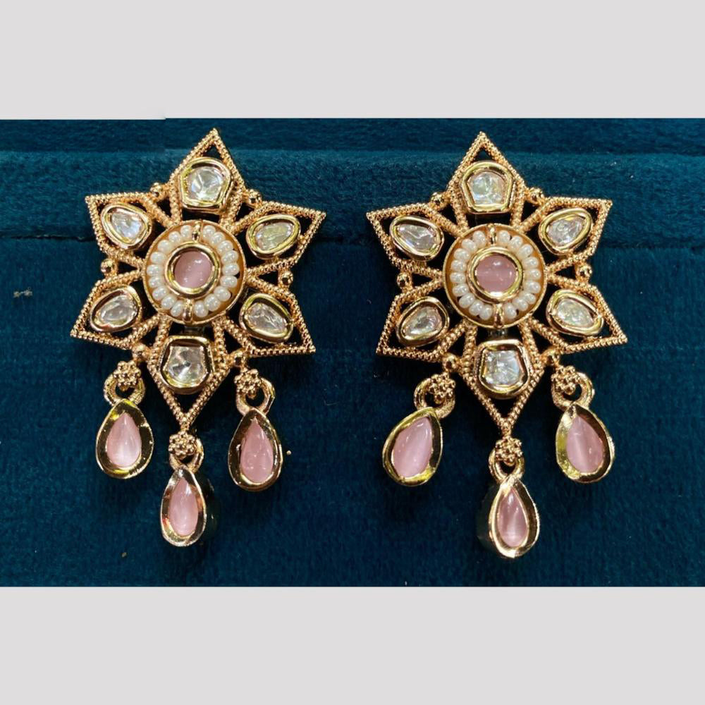 Amoliya Luxe Ethnic Polki Kundan And Pearl Dangler Earrings