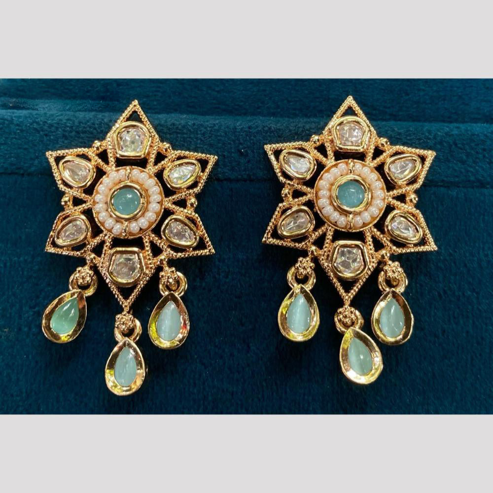 Amoliya Luxe Ethnic Polki Kundan And Pearl Dangler Earrings